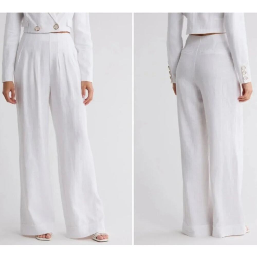 RAMY BROOK WOMENS SIZE 10 DALIA WIDE LEG DRESSY PANT TROUSER WHITE NEW MSRP $395